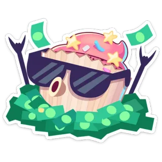 💰 纸杯蛋糕, 钱, 太阳镜, 摇滚, 星星, 食物, 甜, 卡通 telegram sticker