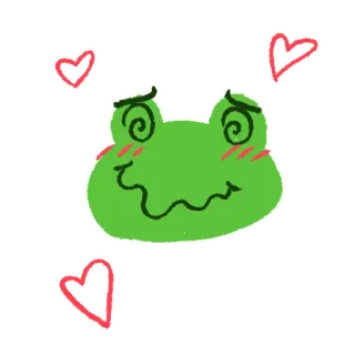 😍 rana, cuori, cartoni animati, carino, amore, eccentrico, adesivo whatsapp sticker