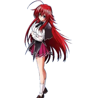 🚶‍♀️ Rias Gremory High School DxD Anime, Cabelo ruivo, Uniforme escolar, Demônio, Sexy telegram sticker