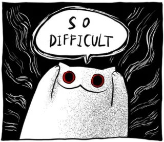 🐱 SO DIFFICULT gato, difícil, stress, desenho animado, animal, meme telegram sticker