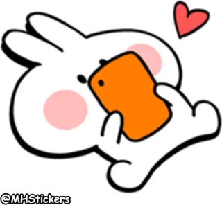 💌 coelho, fofo, coração, amor, adesivo, desenho animado, animal whatsapp sticker