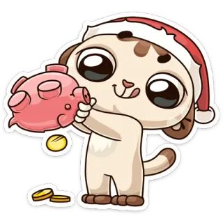 💰 gato, gatinho, porquinho mealheiro, dinheiro, poupança, natal, feriado telegram sticker