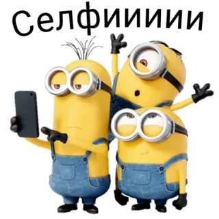 📷 Minions Despicable Me cartoon, yellow, funny, selfie telegram sticker