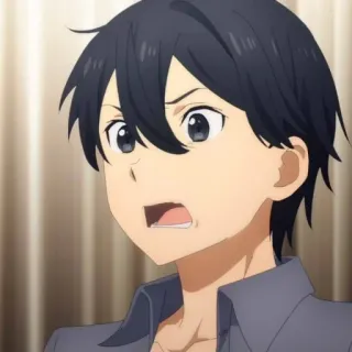 😨 Kirito Sword Art Online Anime, Sorprendido, Expresión, Impactado, Arte digital telegram sticker