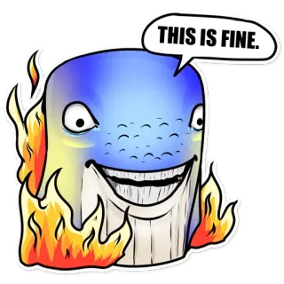🔥 THIS IS FINE. Meme, Cachorro, Fogo, Está tudo bem, Desenho animado telegram sticker
