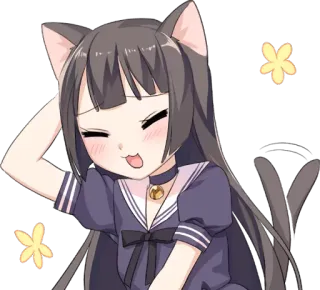 😇 Katzenmädchen, Anime, Sticker, süß, kawaii, Manga telegram sticker