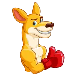 👍 canguro, boxeo, guantes, animal, dibujos animados telegram sticker
