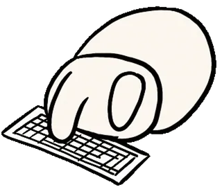 🐰 pisanie, klawiatura, komputer, ręka, internet, technologia telegram sticker