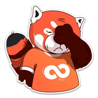 🤦‍♂️ แพนด้าแดง, สัตว์, เศร้า, การ์ตูน, สติกเกอร์, สีส้ม, น่ารัก telegram sticker