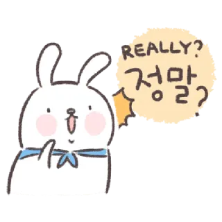 🐰 REALLY?
정말? kelinci, pertanyaan, gelembung ucapan, bahasa korea, sungguh telegram sticker