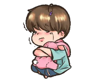☹ triste, chorando, desenho animado, emocional, criança, chateado whatsapp sticker