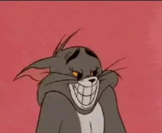 😬 Tom Cat Tom and Jerry cartoon, cat, smile, creepy, evil, funny, meme telegram sticker