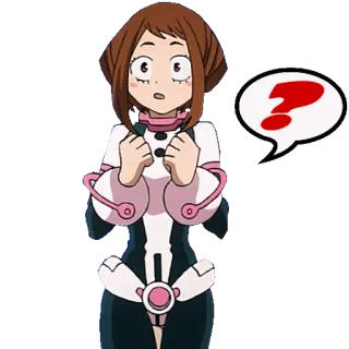 ❓ Ochaco Uraraka My Hero Academia ochaco uraraka, my hero academia, anime, ponto de interrogação, confuso telegram sticker