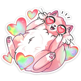 😍 cat, hearts, rainbow, love, cute, sticker telegram sticker