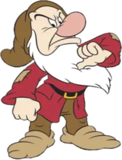 😶 Grumpy Snow White and the Seven Dwarfs disney, brontolo, nano, arrabbiato, cartone animato telegram sticker
