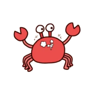🐚 crab, animal, sea creature, cartoon, red telegram sticker
