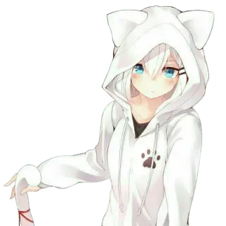 😸 アニメガール, 猫パーカー, かわいい, 可愛い, マンガ, 猫耳 telegram sticker