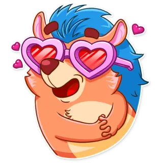 😍 riccio, occhiali, cuore, carino, cartone animato, amore, animale telegram sticker