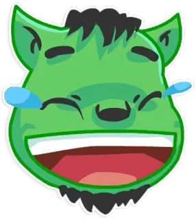 😂 緑, 笑い, 絵文字, 顔, ステッカー, 漫画 telegram sticker