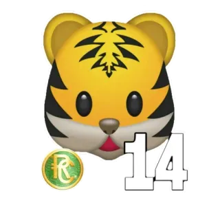 🧟‍♂️ 14 tigre, emoji, número 14, animal, dibujo animado telegram sticker