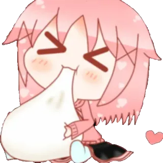 😋 可爱, 动漫, 卡哇伊, 粉色, Q版, 爱心 telegram sticker