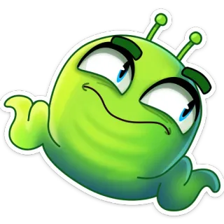 😏 Dibujos animados, Personaje, Divertido, Lindo, Juguetón, Verde telegram sticker