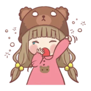 😪 девочка, медведь, милый, каваий, пижама, сонный, зевающий telegram sticker