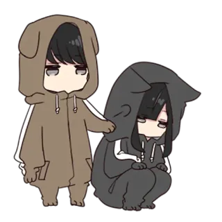 😔 Anime, Disfraz de animal, Perro, Gato, Mono, Kawaii telegram sticker
