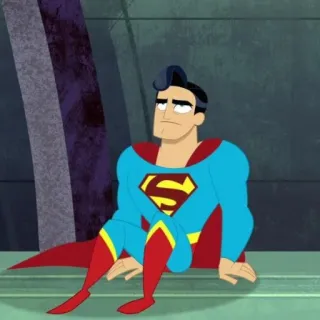 ✨ Superman Superman, DC Comics, Supereroe, Cartone animato, Seduto, Annoiato telegram sticker