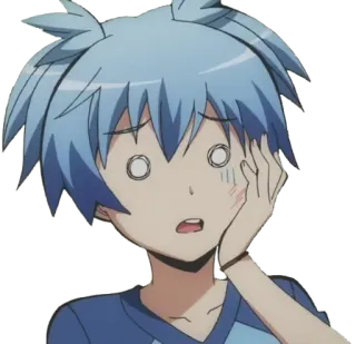 😟 anime, cartone animato, scioccato, preoccupato, personaggio telegram sticker