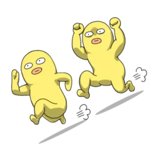 🏃 만화, 달리기, 애니메이션, 웃긴, 노란 캐릭터 telegram sticker