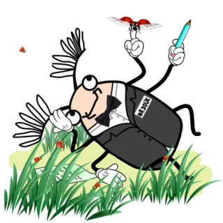 🙄 MR. ZOUK insecte, dessin animé, dessin, insecte, smoking, coccinelle telegram sticker