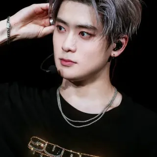🎮 homem, retrato, cabelo prateado, kpop, pessoa, corrente, joias, bonito whatsapp sticker