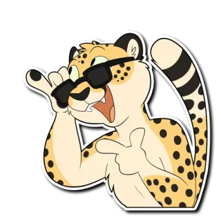 😎 치타, 동물, 선글라스, 멋진, 만화 telegram sticker