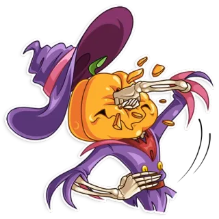 😣 ハロウィン, かぼちゃ, 骸骨, 魔女, 魔法, 怖い, 秋, 秋 telegram sticker