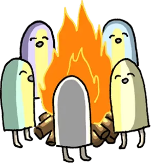 😌 篝火, 冰淇淋, 聚会, 可爱, 卡通, 友善, 棉花糖, 篝火 telegram sticker