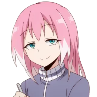 😉 anime, personaje, pelo rosa, sonriendo, lindo telegram sticker