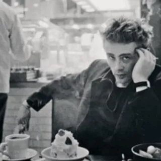 〰 James Dean james dean, schauspieler, zigarette, schwarzweiss, klassiker, hollywood, filmstar whatsapp sticker