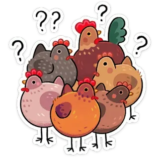 🤔 chicken, birds, farm animals, question marks, confusion, flock, poultry, sticker telegram sticker