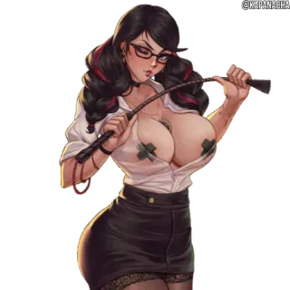 ☺️ seksi, wanita, pinup, kacamata, rok, kulit, dom telegram sticker