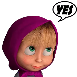👍 Masha Masha and the Bear YES cartoon, girl, animation, cute, yes, agree whatsapp sticker