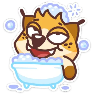 🛀 Cartoon, Tier, Fuchs, Badewanne, Blase, Süß, Entspannend telegram sticker