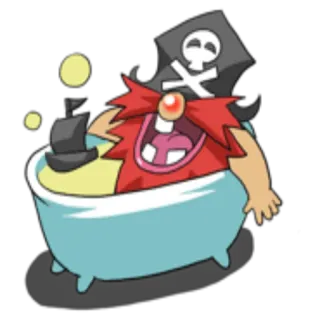 🛁 bajak laut, mandi, kartun, tengkorak, bendera, bak mandi whatsapp sticker
