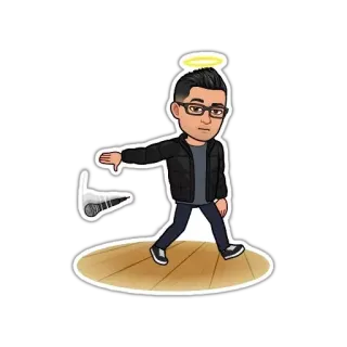 🎤 Bitmoji, Halo, Микрофон, Дизлайк, Мультфильм telegram sticker