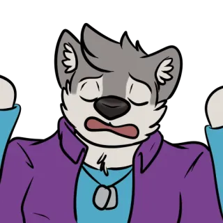 😔 loup, anthro, furry, dessin animé whatsapp sticker