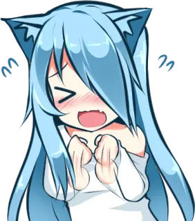 😖 Anime, Mignon, Fille, Oreilles de chat, Kawaii whatsapp sticker
