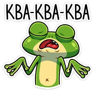 🙊 KBA-KBA-KBA rana, dibujo animado, animal, verde, lindo telegram sticker