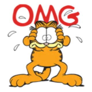 😱 Garfield OMG kreskówka, kot, zszokowany, mem, OMG, wyraz telegram sticker