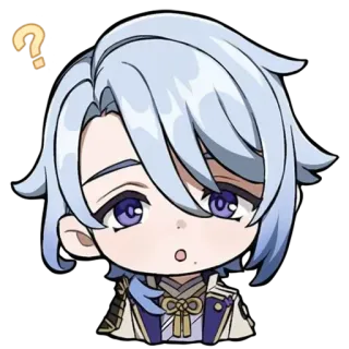 ❓ Kamisato Ayato Genshin Impact Anime, Video game, Pergunta, Expressão, Chibi telegram sticker