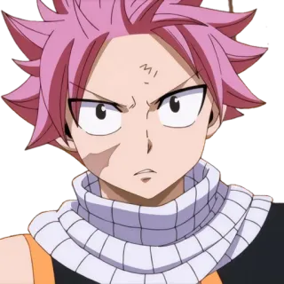 😟 Natsu Dragneel Fairy Tail Anime, Manga, Natsu, Fairy Tail, pinke Haare, Schal telegram sticker